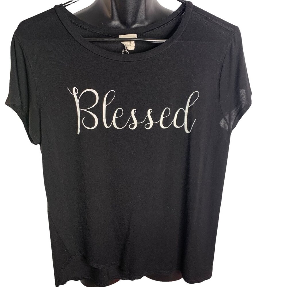 Womens Top Tee Blessed Start Each Day With A Blessed Heart Sz Large